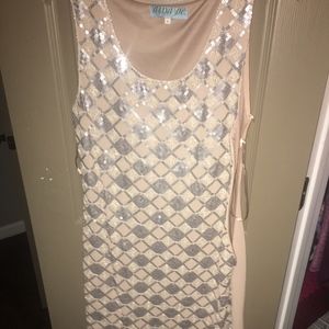 tan sequin dress